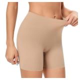 Werena Seamless Shaping Boyshorts Panties for Women Tummy Control Shapewear Under Dress Slip Shorts Underwear (#31 Beige-8,L)