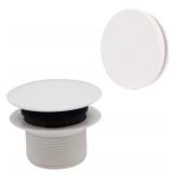 Westbrass A398RK-50 1-1/2\" NPSM Coarse Thread Mushroom Tip-Toe Bathtub Drain Stopper with Illusionary Overflow Faceplate, Powder Coat White