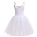 Ballet Leotard for Women Swan Lake Costume Floral Print Professional Ballerina Tulle Tutu Dance Dress Adult Camisole Maxi Skirt Competition White M