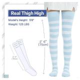 Kayhoma Extra Long Cotton Stripe Thigh High Socks Over the Knee High Socks, 2 Pairs