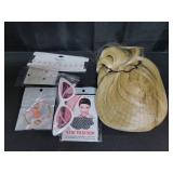 SKEFOLI Pink 50s Accessories for Women with Blonde Wig Halloween Vintage Costume Set Daisy Necklace Earring Pink Glasses Bracelet