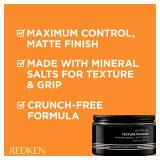 Redken Brews Texture Pomade For Men For All Hair Types - Maximum Strong Hold, Natural Matte and Low Shine Finish With No Crunch Styling and Sculpting
