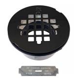 Westbrass A206P-62 2\" No-Caulk PVC Compression Shower Drain with 4-1/4\" Round Grid Cover, Matte Black