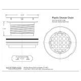 Westbrass A206P-62 2\" No-Caulk PVC Compression Shower Drain with 4-1/4\" Round Grid Cover, Matte Black