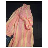 Tankaneo Womens Puff Sleeve Babydoll Tops Summer V Neck Striped Blouse Cute Casual Loose Fit Flowy Shirts Orange Pink, Medium