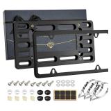 XCLPF Front License Plate Bracket,No Drill License Plate Holder,License Plate Mounting kit,Universal Bumper Car Frame Mount Adapter,Black License Plate Frames with Screw Cap,Cable Ties