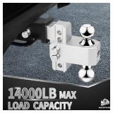 METOWARE Adjustable Trailer Hitch - Aluminum Tow Hitch Fits 2-Inch Receiver - Heavy Duty Drop Hitch with 4-Inch Drop/Rise for Truck (14,000 LBS GTW), Double Stainless Steel Locks & Hitch Pin - Ret