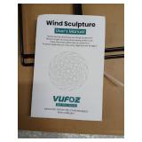 VUFOZ Solar Wind Spinners Outdoor - H63xW13 Metal Kinetic Garden Spinner with Crackle Glass Ball & Built-in Solar Panel - Peacock-Style Yard Wind Sculpture with LED Light