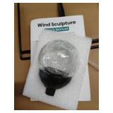 VUFOZ Solar Wind Spinners Outdoor - H63xW13 Metal Kinetic Garden Spinner with Crackle Glass Ball & Built-in Solar Panel - Peacock-Style Yard Wind Sculpture with LED Light