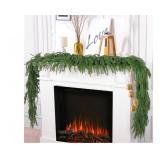 Hananona 4 Pcs 9 Ft Artificial Norfolk Pine Garlands, Real Touch Winter Pine Garland, Green Artificial Greenery Garland for Table, Mantle, Wall, Indoor, Outdoor Christmas Decorations (4, 9 Ft