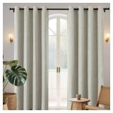 Joydeco Blackout Curtains 90 Inches Long 2 Panels Burg, Room Darkening Curtains for Bedroom, 100% Black Out Textured Thermal Drapes Privacy Protection 2 Panels Set(W52 x L90 Inch, Light Beige)