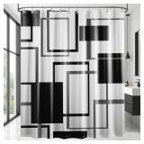Yieldeer Geometric Shower Curtain Black and White Grey Modern Abstract Masculine Shower Curtains for Mens Bathroom Decor, Waterproof Fabric with Hooks 70 x 72 Inch