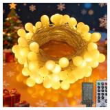 33FT 100LED Christmas Lights Indoor, Globe String Lights for Bedroom 8 Modes with Remote, Outdoor Hanging Fairy Lights for Room Wedding Garden Christmas Tree Party Decor, Warm White