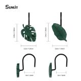 Tropical Leaf Decorative Shower Curtain Hooks, Green Botanical Shower Curtain Rings with Black Hooks, Resin, Monstera Deliciosa Strelitzia Reginae Leaves Shower Curtain Hangers for Bathroom, Set of 12