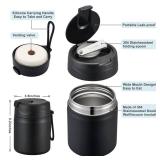 17oz Soup Thermo for Hot Food Kids,Insulated Food Jar with Spoon,Thermo Hot Food Lunch Container,Wide Mouth Leakproof Stainless Steel Lunch Box for School-Black