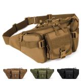 Mtgluk Tactical Fanny Pack, Military Outdoor Waist Bag Belt Packs Hip Bumbag Utility Bags with Adjustable Strap for Cycling Hiking Hunting (Brown)