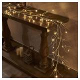 LITBLOOM Lighted Birch Garland 6FT 48 LED Battery Operated with Timer Pre-lit Twig Vine Lights for Christmas Fireplace Mantle Table Decoration Indoor Outdoor