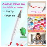 Caliart 121 Colors Alcohol Markers Brush Tip, Dual Tip Artists Coloring Markers Set Brush & Fine, Permanent Alcohol Based Colored Sketch Pens, Art Supplies Gifts for Adults Illustration Drawing
