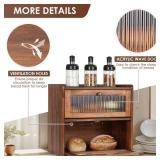 Sunhoo Bread Box for Kitchen Countertop Wooden Bread Storage Container Bin 2 Layer Breadbox Holder Large Capacity Keeper Vintage Farmhouse Food Organizer Pantry Shelf Acrylic Window (Brown)