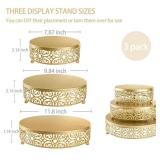 Vorriop 3 Set Gold Cake Stand - Dessert Cupcake Pastry Candy Display Plate for Party - Elegant Round Cylinder Columns tables for Weddings Cake Stands - Plant Tables - Birthday Party