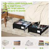 Tututry Under Bed Storage with Wheels, XXL 60L Under the Bed Storage Bins, Underbed Storage Containers with Lids & Label, Rolling Metal Drawer for Shoes, Clothes, Books, Toys (2-Pack Black)