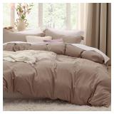 Bedsure Khaki Duvet Cover King Size - 3 Pieces Prewashed Extra Soft Bedding Set, Includes 1 Duvet Cover 104x90 Inches with Zipper Closure & 2 Pillow Shams, Comforter Not Included