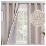 YoungsTex Short Linen Blackout Curtains 54 Inch Length for Bedroom, Grommet Thermal Insulated Burlap Textured Drapes for Kitchen Full Light Blocking Privacy Rustic, 2 Panels, 42 X 54 Inch, Beige