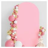 Wokceer 7.2FT Wedding Arch Backdrop Cover Spandex Fitted Pink Arch Covers Round Top Chiara Arches Backdrop Cover for Wedding Birthday Party Baby Shower Ceremony Banquet Decoration