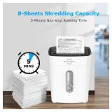BONSEN Shredders for Home Office, 8-Sheet Cross Cut Credit Card Shredder, Small Paper Shredder for Home Use with 4 Gal Bin, P-4 High Security Level, White (S3101-W)