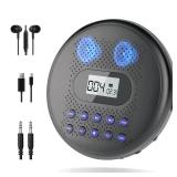 ARAFUNA Portable CD Player with Dual Stereo Speakers, Rechargeable CD Player for Car with Anti-Skip Protection, CD Portable Player with Headphones and AUX Cable