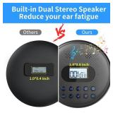 ARAFUNA Portable CD Player with Dual Stereo Speakers, Rechargeable CD Player for Car with Anti-Skip Protection, CD Portable Player with Headphones and AUX Cable