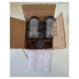 9 Pack, 2 oz Glass Shot Bottles w/ Black Lids & 9 Labels - Small Clear Jar for Ginger, Wellness Shot, Juice, Sample, Whiskey - Travel Essentials Mini Bottles - Wide Mouth, Leakproof, Dishwasher Safe