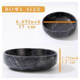 CM CHIC MONDAY 6.7" Large Decorative Bowl, Natural Marble Decorative Bowls for Home Decor, Key Bowl, Candy Bowl, Smudge Bowl, Coffee Tables Centerpiece (Natural Black)