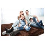 LOCHAS Ultra Soft Indoor Modern Area Rugs Fluffy Living Room Carpets for Children Bedroom Home Decor Nursery Rug 3x5 Feet, Brown