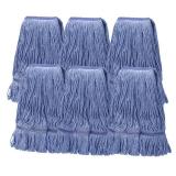 6 Pack Heavy Mop Replace Headï¼mop Head Replacement,Commercial mop Heads,Reusable Mop Head Refills-Replacement Mop Heads SuitableWet Industrial Blue Cotton Looped End String Head Refill (Blue)
