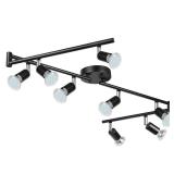 Unicozin LED 8 Light Track Lighting Kit, Black 8 Way Ceiling Spot Lighting, Flexibly Rotatable Head, Track Light Included 8 x LED GU10 Bulb (4W, Daylight White 5000K, 400LM)
