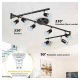 Unicozin LED 8 Light Track Lighting Kit, Black 8 Way Ceiling Spot Lighting, Flexibly Rotatable Head, Track Light Included 8 x LED GU10 Bulb (4W, Daylight White 5000K, 400LM)