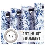 H.VERSAILTEX Blackout Curtains 84 Inch Length 2 Panels Set Floral Print Curtain Drapes for Living Room Thermal Insulated Grommet Window Curtains for Bedroom - French Jouy Flora in Blue