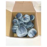 Yatinkim 16 Pcs Blue Velvet Pumpkin Fall Decor Artificial Foam Pumpkins Navy Blue Fabric Faux Pumpkin Rustic Harvest Fake Pumpkins Home Decoration Autumn Door Wreath Table Centerpiece