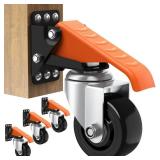 Ronlap Workbench Casters Wheels Kit 920 Lbs Capacity Retractable Casters Set of 4 Heavy Duty Side Mount 3" Lifting Caster Work Table Tool Bench Stepdown Castors Wheels 4 Pack