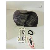 UAmy hair Grey Yaki Straight Drawstring Ponytail for Women 16inch Salt and Pepper Yaki Pony Tail Clip in Hairpiece Shoulder Length Synthetic Kinky Straight Ponytail hair Extension(T1B/Gray)