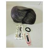 UAmy hair Grey Yaki Straight Drawstring Ponytail for Women 16inch Salt and Pepper Yaki Pony Tail Clip in Hairpiece Shoulder Length Synthetic Kinky Straight Ponytail hair Extension(T1B/Gray)