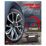 ROCGORLD R8 Tire Inflator Portable Air Compressor, DC 12V Air Compressor Portable with Large Dual Digital Screen, 3X Faster Inflation Air Pump for Car, Bike, Ball, Motor