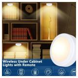 Yiliaw 12 Pack LED Puck Lights Remote Control 16 Color Changeable Under Cabinet Lights, Battery Operated Lights Night Light with Dimmer & Timmer for Closet Bedroom Kitchen, White