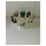 Oairse Mini Artificial Cactus Plants in Ceramic Pots 6 Pcs Potted Faux Succulents in Pots Fake Potted Plants Cactus Decor Small Artificial Plant for Home Decor Indoor Office Desk Tabletop Shelf