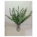 VIERENA 17.5" Artificial Eucalyptus Stems in Glass Vase with Faux Water,Fake Plant Eucalyptus Leaves White Seeds for Centerpiece Table Decorations Farmhouse Wedding Home Greenery Decor (Sage Green)