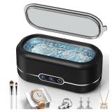 Miorcols Ultrasonic Jewelry Cleaner, 48KHz Ultrasonic Cleaner Machine for Jewelry, Glasses, Rings, Retainers, Watch Strap, Dentures, 304 Stainless Steel 12oz Cleaning Pod - Black