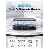 Miorcols Ultrasonic Jewelry Cleaner, 48KHz Ultrasonic Cleaner Machine for Jewelry, Glasses, Rings, Retainers, Watch Strap, Dentures, 304 Stainless Steel 12oz Cleaning Pod - Black