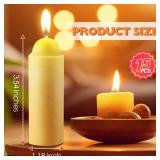 Dunkive 15 Pcs 15H Natural Beeswax Candles for Candle Lanterns, Emergency Candle for Outdoor Survival, Smokeless Long Lasting Bougie for Home Power Outages, Emergency, Survival(Yellow,Beeswax)