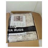 Soalmost 6x9 Abstract Area Rugs for Living Room 6 x 9 Washable Non Slip Low Pile Gray Rugs for Bedroom Dining Room Foldable Thin Beige Gray